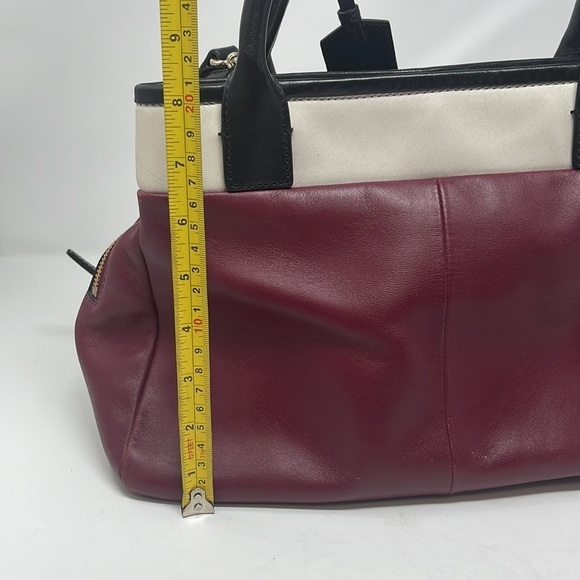 Kate Spade Black White Maroon Tote Convertible Satchel - Picture 12 of 17